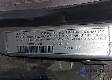 1998 Audi A4 2.8 from USA, damaged, VIN WAUED28D7WA256102